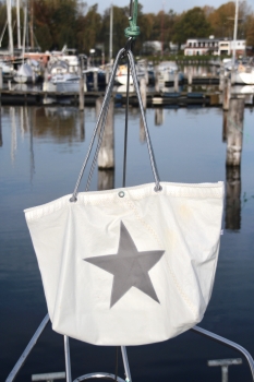 Segeltuchtasche große Beachtasche grauer Stern